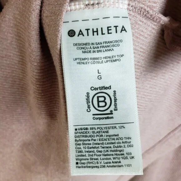 NWOT Athleta Uptempo Ribbed Henley Top Mauve Pink size Large - Picture 9 of 15